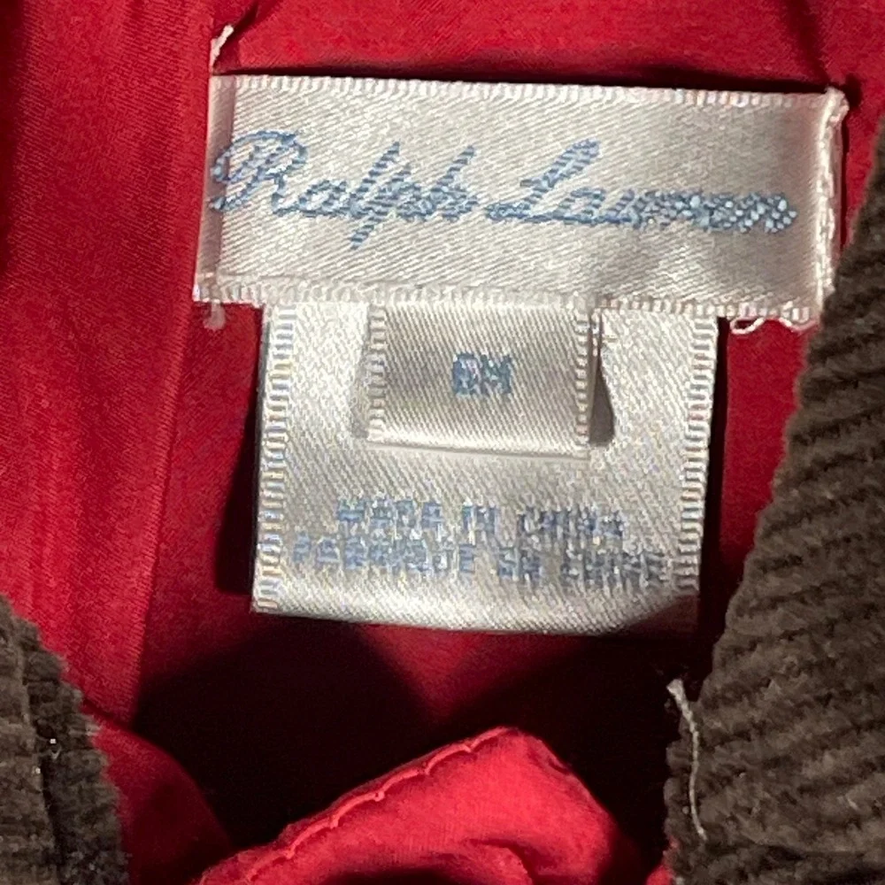 Ralph Lauren Quilted Barn Jacket Red Corduroy Collar Baby Toddler 6M